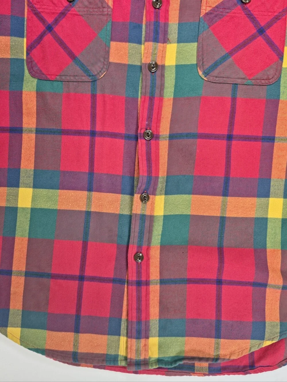 J.Crew Men Midweight Flannel Workshirt L Multicolor Plaid Cotton Button Up Shirt
